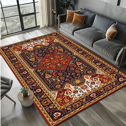 Navak Carpet Crystal Velvet Luxus-Teppich im böhmischen persischen Stil | Polyestermaterial, rutschfeste dekorative Bodenmatte für Schlafzimmer und Wohnzimmer
