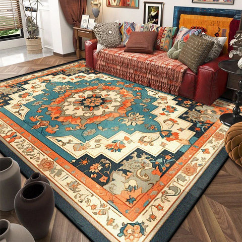 Navak Carpet Retro American Style Persia Carpet Living Room Decoration Coffee Table Area Floor Mat Non-slip Bedroom Cloakroom Washable Rugs