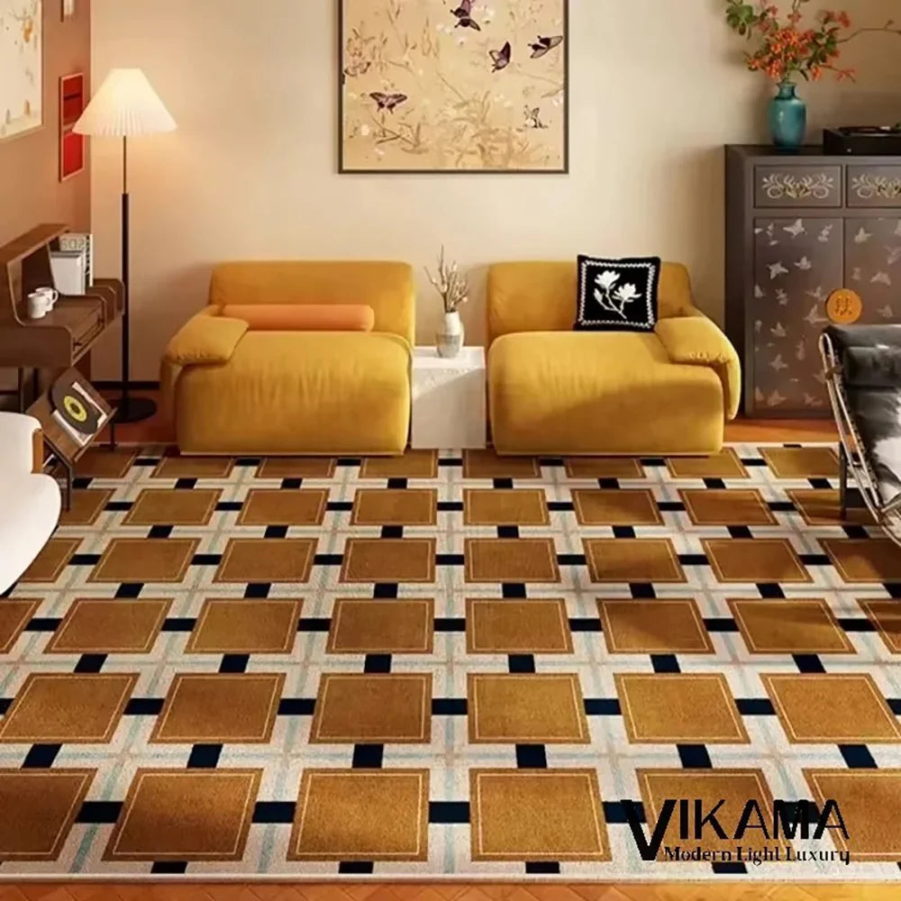 Navak Carpet Exclusive Picks Schlingenflor-Teppich, leicht, luxuriös, kariert, für Wohnzimmer, Schlafzimmer, Sofa, großer Teppich, rutschfest, waschbar, Heimdekoration