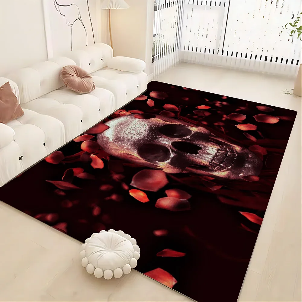 Navak Teppich Dark Horror Skull Anime Bodenteppich Nordischer Stil Home Fußmatte Badezimmer-Toilettenmatten Schlafzimmer Nachttischmatten