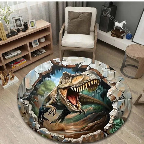 Navak Teppich, 3D-Dinosaurier-Druck, runde Teppiche für den Schlafzimmerbereich, Fußmatten für Kinderzimmer, Badematte, Teppich, Wohnzimmer, Heimdekoration für Geschenke