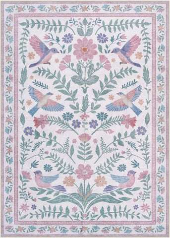 Navak Teppich, eleganter Boho-Teppich mit lila Blumen und Vogel-Print, Heimdekoration, Wohnzimmer-Sofa-Teppich, Schlafzimmer, Nachttisch, weicher Teppich, Küche, Esszimmer, Bodenmatte