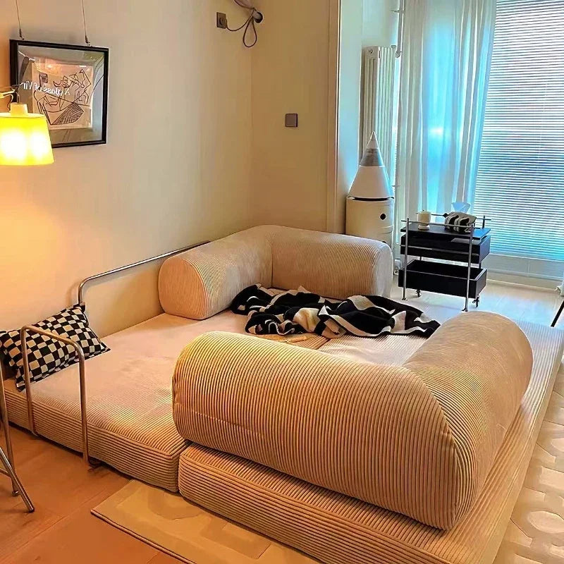 Navak Carpet Italienisches minimalistisches Retro-High-End-Cord-Wohnzimmersofa, komprimiertes Sofa, Schlafsofa, faltbar, waschbar, anpassbar