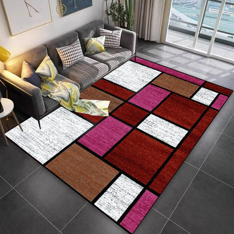 Navak Teppich Gitterdesign Teppich Wohnzimmer Geometrisches Muster Dekoration Sofa Rutschfeste Teppiche 200x300 Lounge Kurze Samt Couchtische Matten