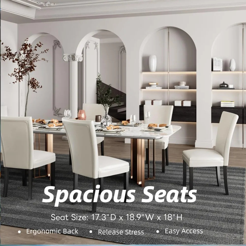 Navak Carpet 2er-Set Parsons Esszimmerstühle – Mit Kunstleder gepolsterte Beistellstühle mit Beinen aus Massivholz für Ess- und Wohnzimmer
