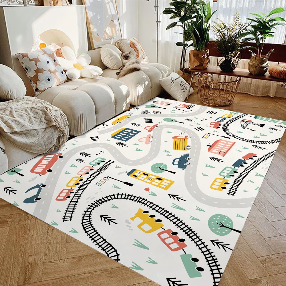 Navak Teppich Kinder Spielmatte, rutschfeste Flanell-Teppiche für Kinderzimmer, Zuhause, Wohnzimmer, Schlafzimmer, Küche, Teppich, maschinenwaschbare Bodenmatte