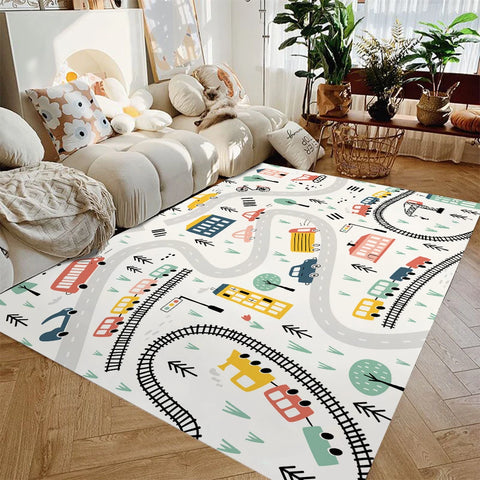 Navak Teppich Kinder Spielmatte, rutschfeste Flanell-Teppiche für Kinderzimmer, Zuhause, Wohnzimmer, Schlafzimmer, Küche, Teppich, maschinenwaschbare Bodenmatte