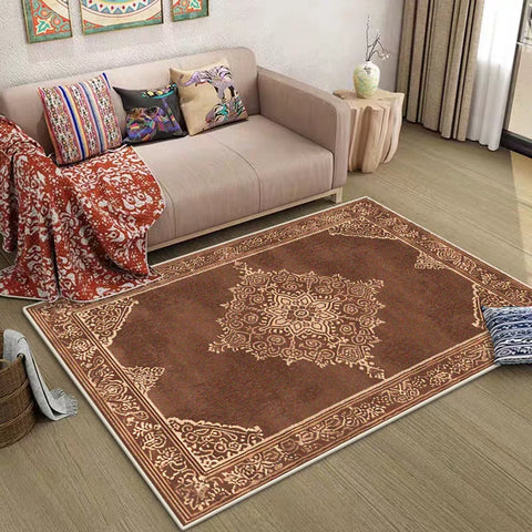 Navak Carpet Bohemian Thickened Short Plush Carpets for Living Room Decoration Bedroom Sofa Area Soft Floor Mat Retro Non-slip Washable Rug