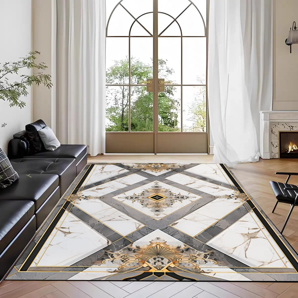 Navak Carpet Teppich mit nordischem Marmordruck, für das Wohnzimmer vor dem Sofa, rutschfeste, moderne Bodenmatte für das Schlafzimmer