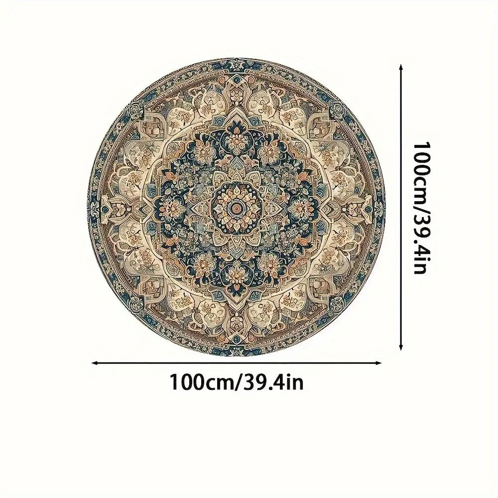 Navak Carpet 1 Stück, dunkle persische Bohemian-Matte, rund, quadratisch, Kristallsamt, maschinenwaschbar, strapazierfähige Gummirückseite, Luxusteppich, verfügbar