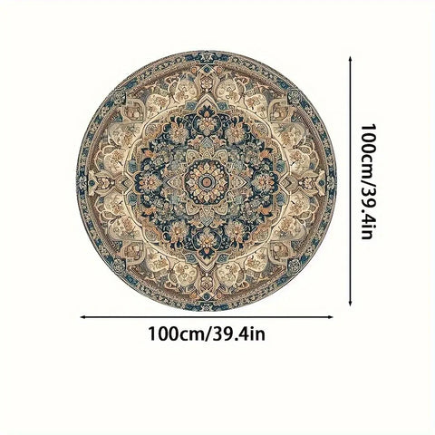 Navak Carpet 1 Stück, dunkle persische Bohemian-Matte, rund, quadratisch, Kristallsamt, maschinenwaschbar, strapazierfähige Gummirückseite, Luxusteppich, verfügbar