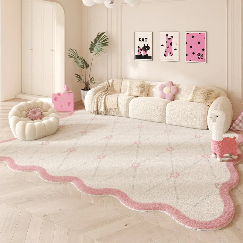 Navak Teppich Unregelmäßige Form Teppiche für Wohnzimmer Rosa Schlafzimmer Dekor Teppich Flauschig Weich Kinderzimmer Teppich Haushalt Verdickte Bodenmatte