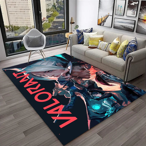Navak Carpet VALORANT Game Gamer Cartoon 3D Carpet Rug for Home Living Room Bedroom Sofa Doormat Decor,kids Play Area Rug Non-slip Floor Mat