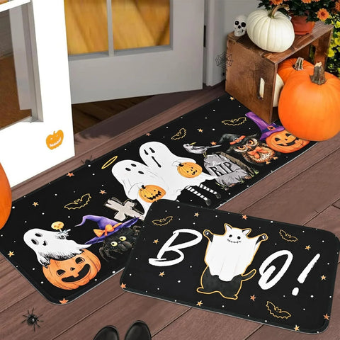 Navak Teppich Halloween Eingangs-Fußmatte Outdoor-Teppich Rutschfester und verschleißfester Teppichläufer Teppiche Rutschfeste Fußmatten für die Heimdekoration 러그