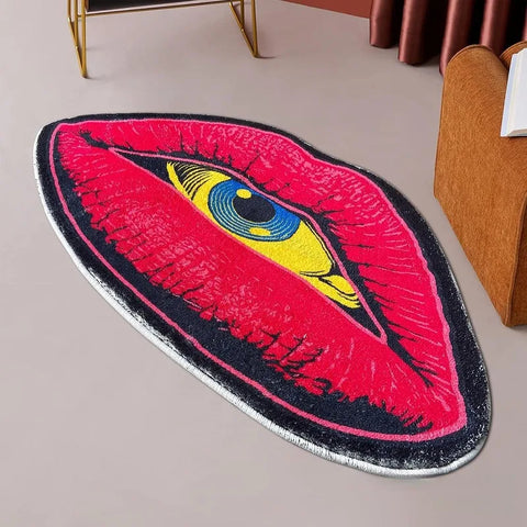 Navak Teppich Red Lip Devil Eye Teppich Hochwertiger Plüsch Rutschfester Teppich Badezimmer Flauschige Verdickungsmatte Schlafzimmer Wohnzimmer Dekoration Teppich