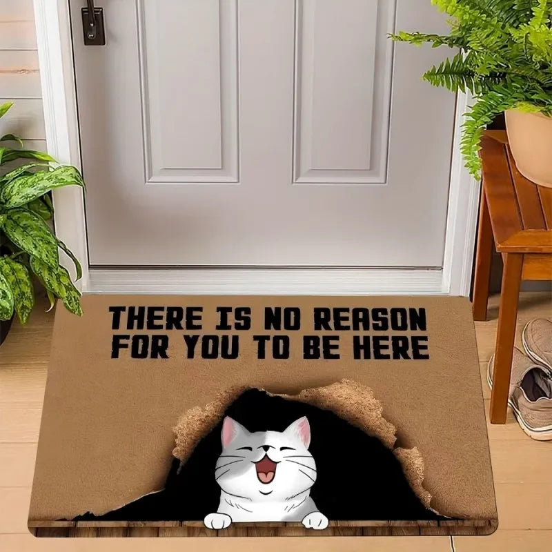 Navak Carpet Fußmatte mit süßem Katzen-Aufdruck, Willkommens-Fußmatte, rutschfest, maschinenwaschbar, für Wohnzimmer, Schlafzimmer, Badezimmer, Küche und Wäschevorleger