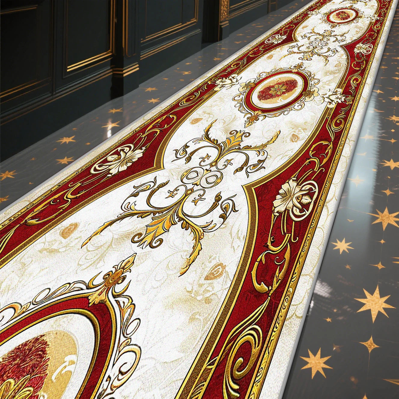 Navak CarpetLuxury Marmor-Korridor-Teppich, Hotelflur-Läufer, Dekorationsteppiche, Wohnzimmer-Gang, waschbar, rutschfeste Bodenmatte, anpassbar