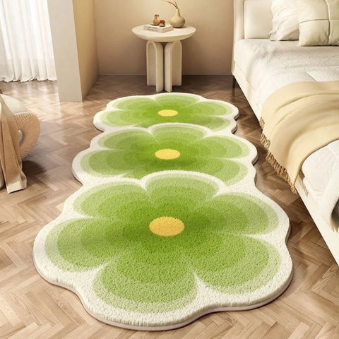 Navak Carpet Exclusive Picks Teppich für Schlafzimmer Streifen Flanell Bett Teppich Ins Blumen Frische Schlafzimmer Erkerfenster Schmutzabweisende Kühle Decke
