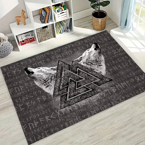 Navak Teppich, nordisches Wikinger-Kriegersymbol, Valhalla, Valknut, Rune, Moto-Teppich für Schlafzimmer, Wohnzimmer, Sofa, Zuhause, Fußmatte, Dekor, rutschfeste Bodenmatte