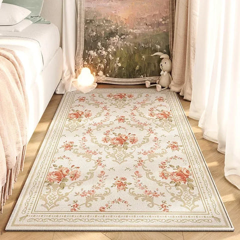 Navak Teppich, amerikanischer Retro-Schlafzimmer-Nachttischteppich, modische Blume, nicht abwischbar, Couchtischmatte, weicher Wohnzimmer-Sofa-Garderobenteppich, Ковер 러그