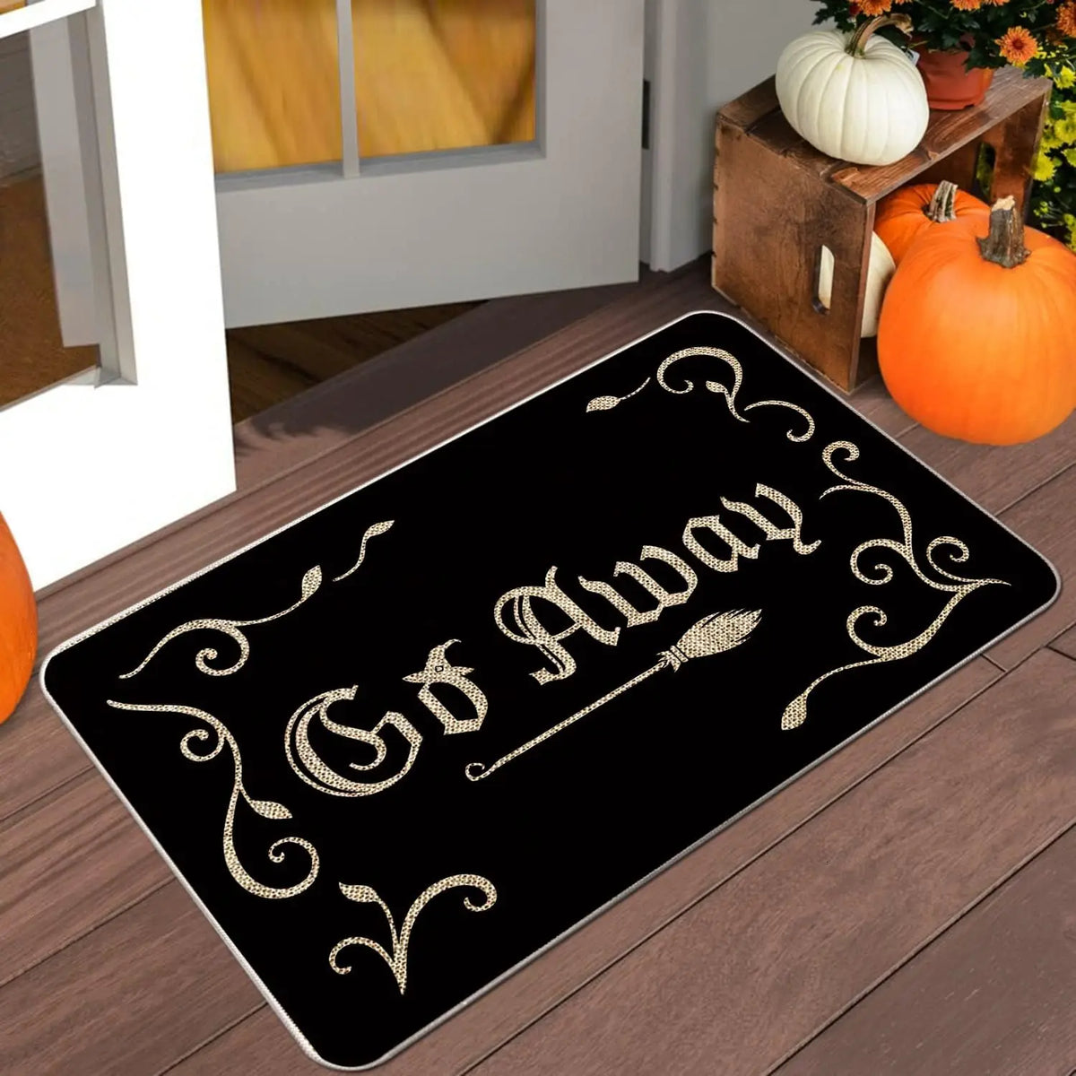Navak Carpet Halloween Go Away Entrance Doormat Decor Carpet for Living Room Kitchen Hallway Balcony Long Rugs Bathroom Non-slip Foot Pad