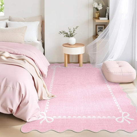 Navak Teppich, rosa Teppich für Wohnzimmer, Schlafzimmer, Nachttisch-Fußmatten, lange Streifen, weicher Plüschteppich, maschinenwaschbar, faltbar, große Fläche, Matte 거실카페트
