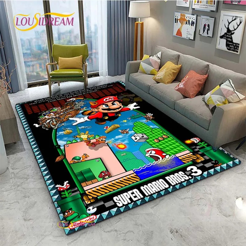 Navak Teppich Mario Cartoon Anime Teppich für Wohnzimmer Schlafzimmer Niedliche Teppiche Tisch Küchentür Kinder Rutschfeste Fußmatten Alfombra Geburtstagsgeschenk