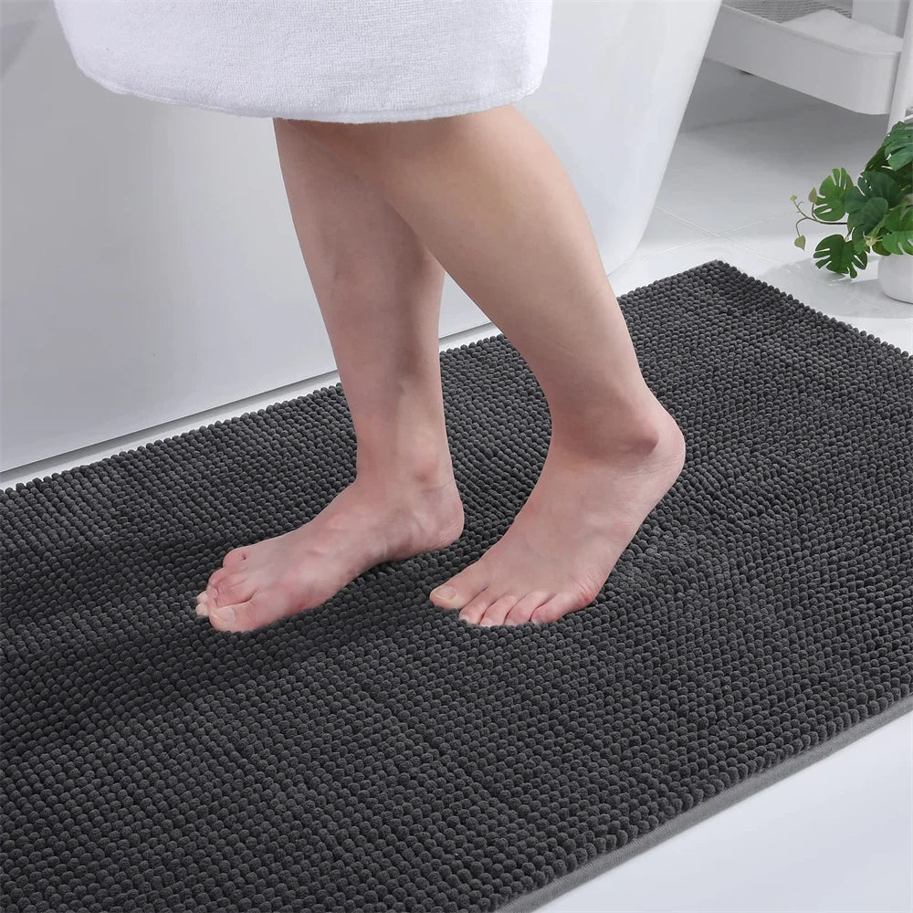 Navak Carpet Olanly Chenille-Badezimmerteppich, extra weich, zottelige Badematte, rutschfeste Badezimmer-Bodenmatte, wasserabsorbierende Plüsch-Mikrofaser-Teppiche für die Dusche