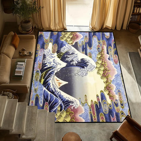 Navak Teppich kleine Welle Japan Teppich Anti-Rutsch Tolle Küche Kanagawa Schlafzimmer Handgefertigter getufteter Teppich Teppich des Wohnzimmereingangs