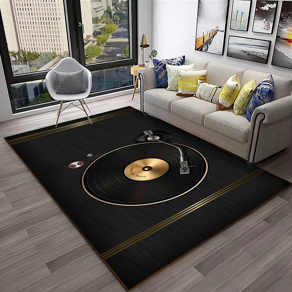 Navak Teppich, 3D-Retro-Vinyl-Schallplatte, Musikkunst, Teppich für Zuhause, Wohnzimmer, Schlafzimmer, Sofa, Fußmatte, Dekoration, Kinderspielbereich, rutschfeste Bodenmatte