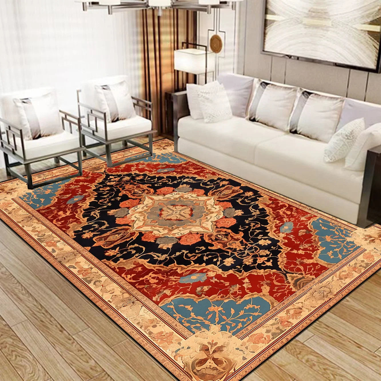 Navak Carpet Persian Luxury Red Carpet Living Room Large Size Rug Non-slip Coffee Tables Mat Home Decoration Bedroom Lounge Rug Tapis Salon