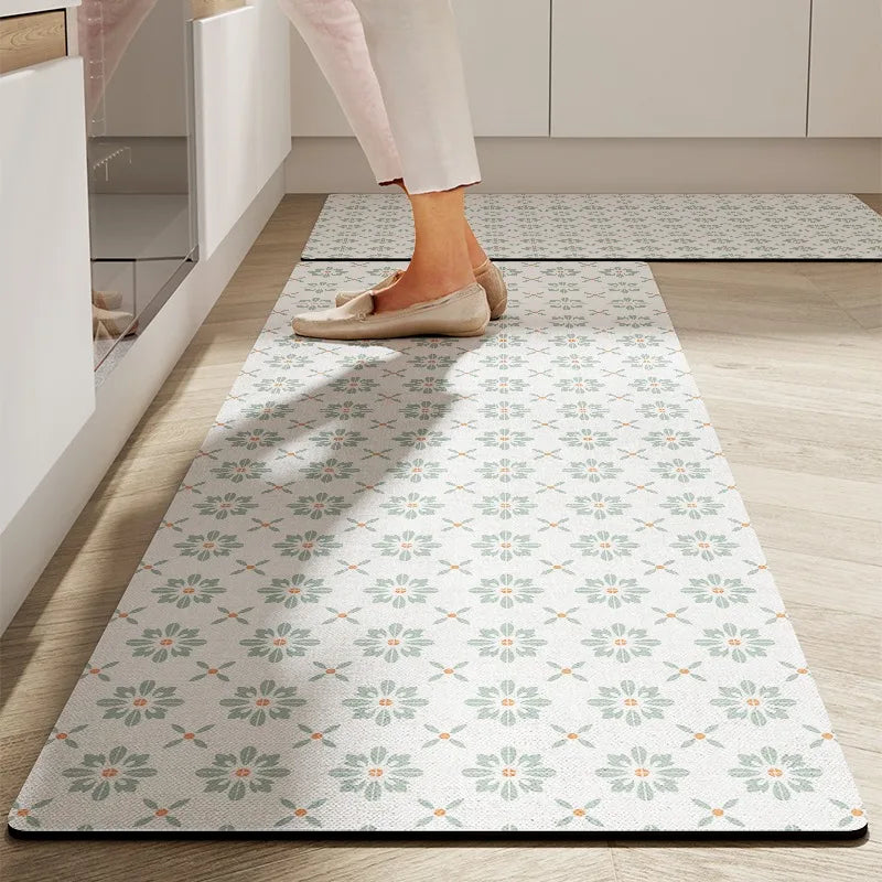 Navak Teppich, Küchenbodenmatte, rutschfest, ölbeständig, löschbarer Teppich, Leder, PVC, wasserdichter Teppich, beige Muster, Textur, Heimdekoration, Matten