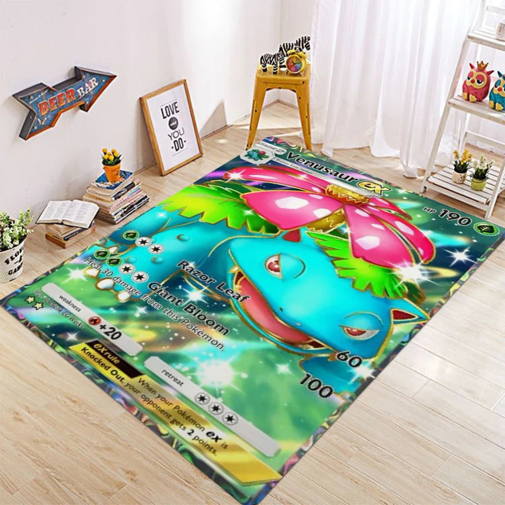 Navak Carpet Daily Picks Pikachu Charizard Gengar Kartenspiel-Thementeppich für Schlafzimmer, Bodenmatte, Wohnzimmer, E-Sportzone, stilvolles Dekor, Willkommensteppich