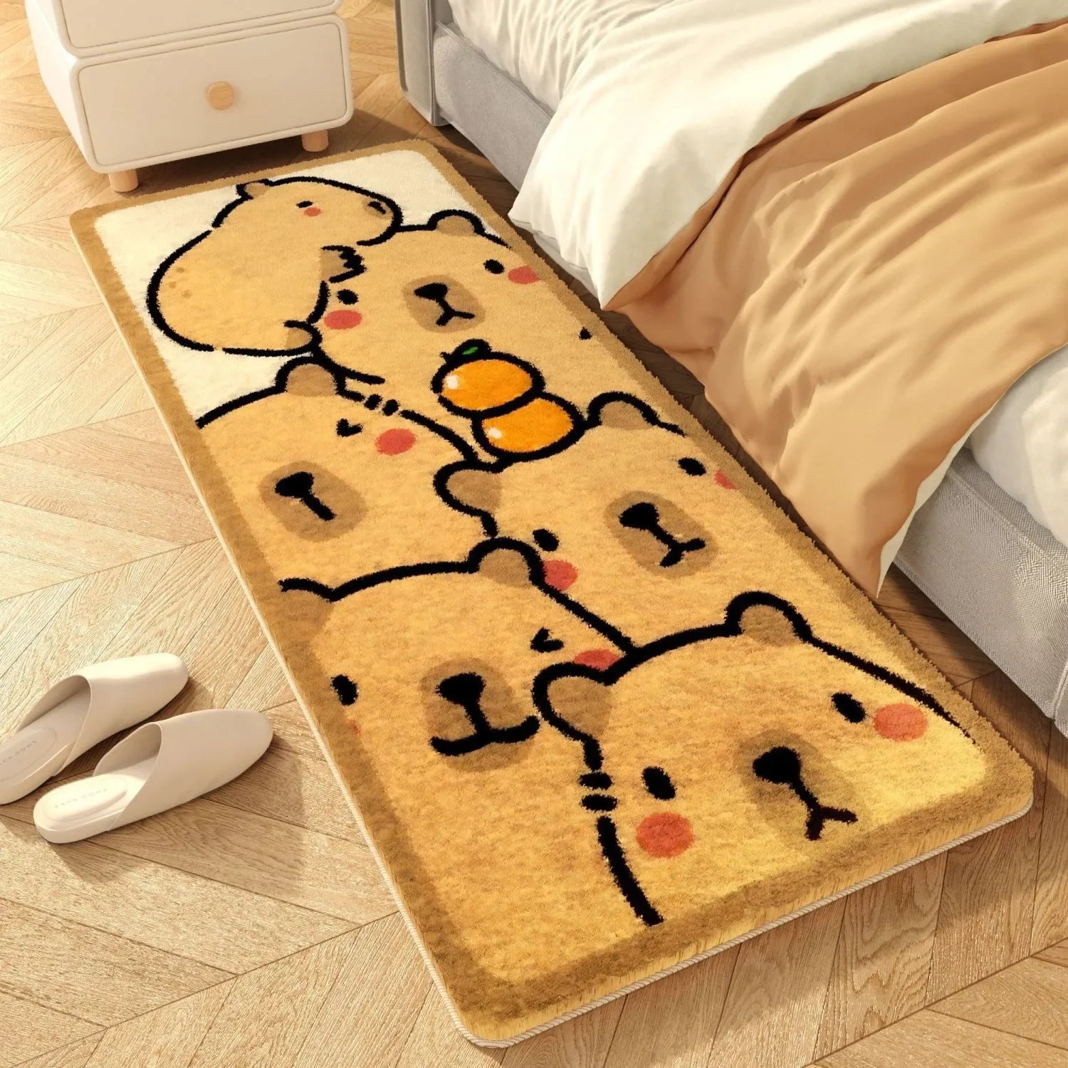 Navak Carpet Cute Bedside Cashmere Carpet Capibara Imitation Cashmere Floor Mat,anime Rug
