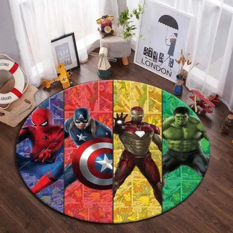 Navak Carpet Daily Picks DISNEY Marvel The Avengers Runder Teppich Anime-Teppich Rutschfeste Spielmatte Niedliche Bodenteppiche für Wohnzimmer, Schlafzimmer, Kindermatten