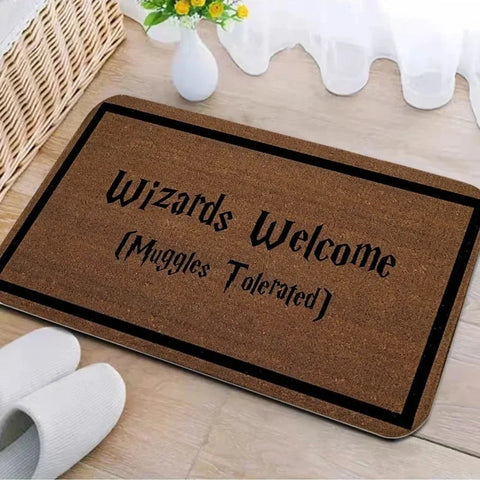 Navak Carpet Welcome Muggles Eingangsmatte Wohnzimmer Bodendekoration Teppich Rutschfester, leicht zu reinigender Teppich Home Office Waschbare Fußmatten