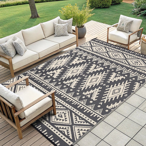 Navak Carpet Olanly Wendbare Outdoor-Teppiche aus Kunststoff für die Terrasse, rutschfeste, wasserdichte Teppiche für Camping, große, faltbare Modeteppiche für das Dach