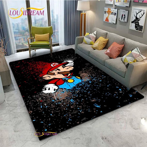 Navak Teppich Mario Cartoon Anime Teppich für Wohnzimmer Schlafzimmer Niedliche Teppiche Tisch Küchentür Kinder Rutschfeste Fußmatten Alfombra Geburtstagsgeschenk