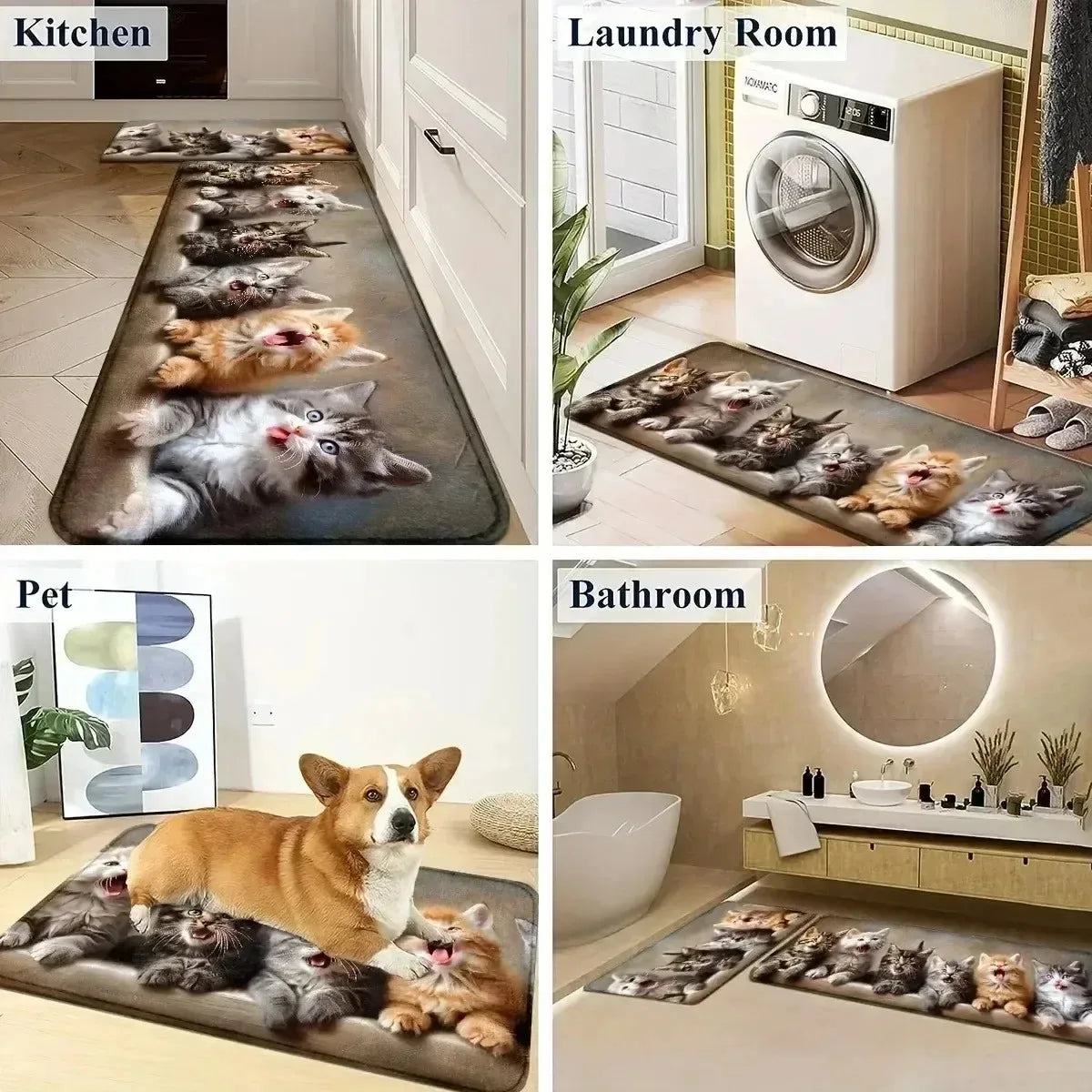 Navak Carpet 1PC Küchenteppich mit Charaktermuster, rutschfeste Fußmatten für Zuhause, Pop-Design, Badezimmerteppiche, Badematte, Teppich für Waschbecken, Wäschedekor