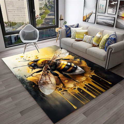 Navak Teppich, süße Biene, Honigbiene, Insekten-Cartoon, 3D-Teppich für Zuhause, Wohnzimmer, Schlafzimmer, Sofa, Fußmatte, Dekor, Kinderbereich, Teppich, rutschfeste Bodenmatte