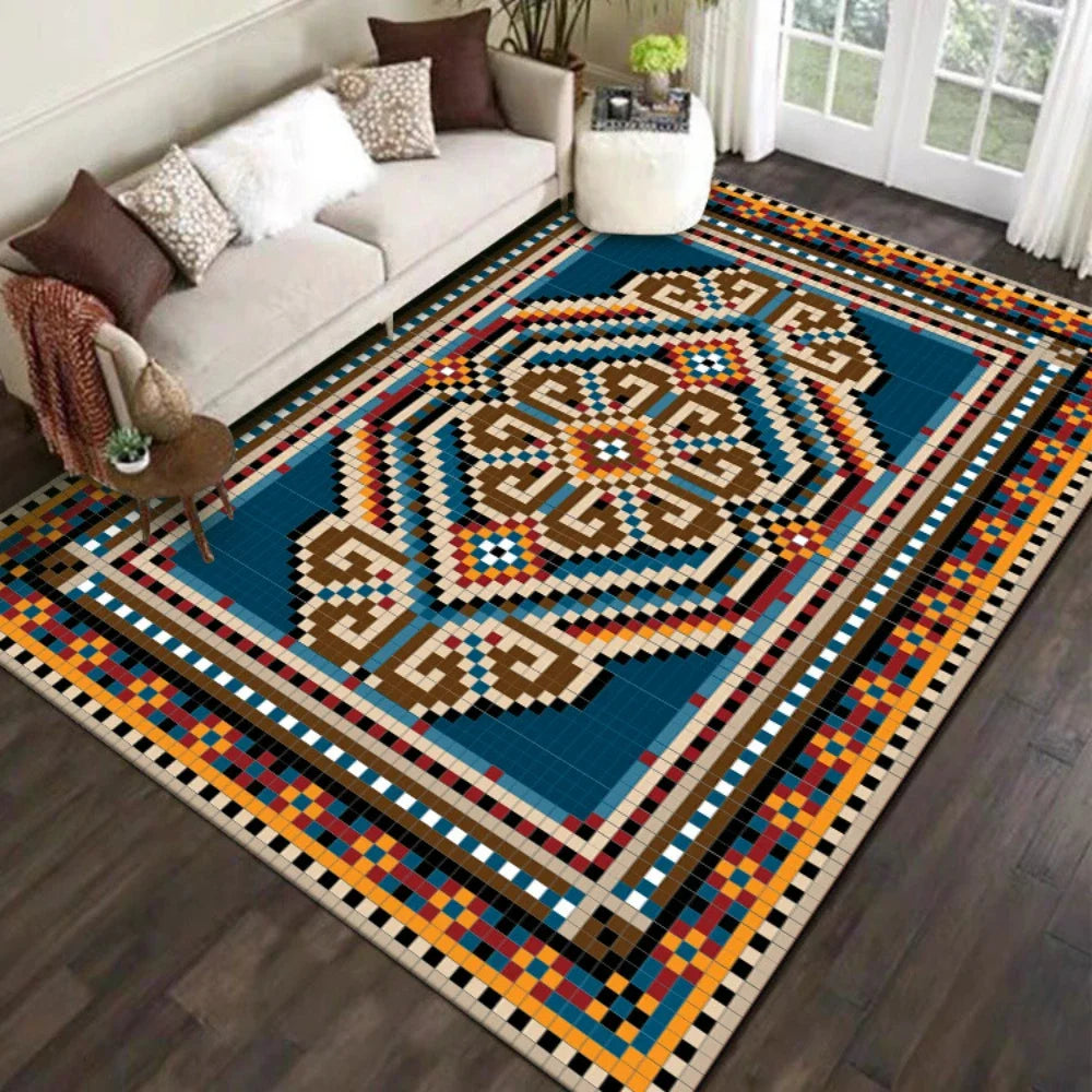 Navak Teppich Retro Persisch-Türkischer Teppich für Wohnzimmer Dekor Sofa Teppich Schlafzimmer Nachttisch Weicher Teppich Küche Couchtisch Bodenmatte Flur Teppich