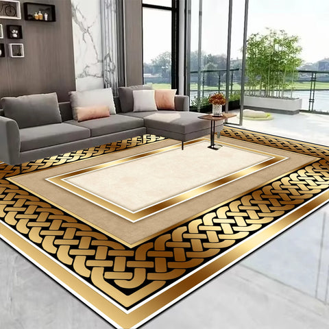 Navak Teppich, europäischer Goldteppich, großer Wohnzimmerteppich, Heimdekoration, luxuriöse Couchtischmatte, rutschfest, waschbar, für Schlafzimmer, Dekoration, Alfombra
