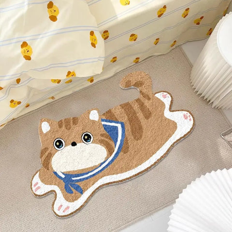 Navak Carpet Imitation cashmere special-shaped cartoon cat carpet bedroom living room cloakroom entry floor mat non-slip bedside floor mat