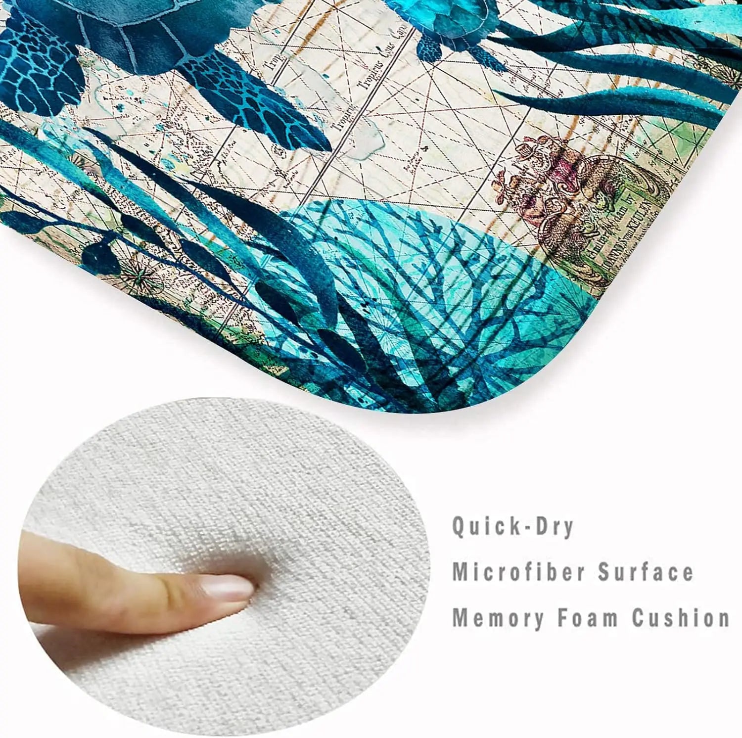 Navak CarpetCoastal Sea Turtle Ocean Life Läuferteppiche Dekor Küche Flur Balkon Bodenmatte Schlafzimmer Eingang Fußmatte Bad Rutschfeste Fußunterlage