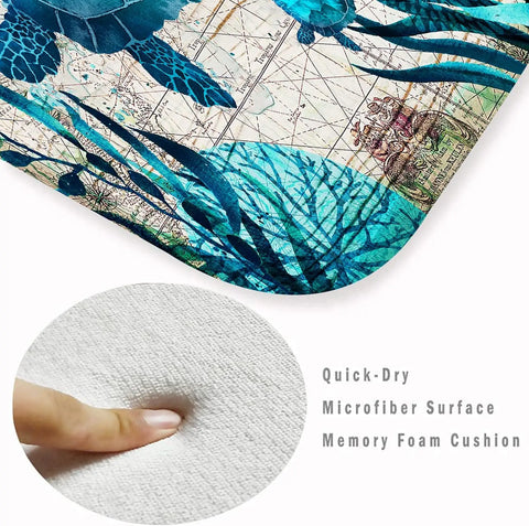 Navak CarpetCoastal Sea Turtle Ocean Life Läuferteppiche Dekor Küche Flur Balkon Bodenmatte Schlafzimmer Eingang Fußmatte Bad Rutschfeste Fußunterlage