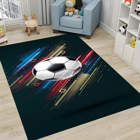 Navak Teppich, Ballsport-Thementeppich, Cartoon-Fußball-Bodenmatte für Kinderzimmer, Schlafzimmer-Dekoration, Fußball, große Flächenteppiche, Zuhause, Wohnzimmer, Flurteppich