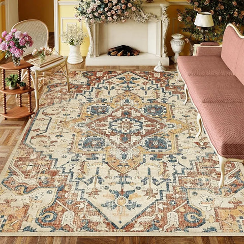 Navak Teppich im amerikanischen Stil, Retro-Teppich, für Wohnzimmer, Sofa, Schlafzimmer, Nachttisch, Arbeitszimmer, Küche, Eingangstür, rutschfest, leichte Luxus-Dekormatte