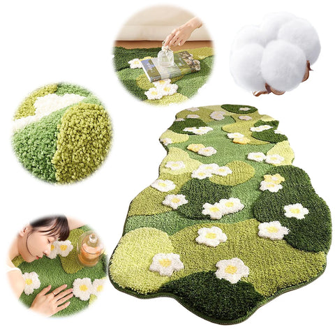 Navak Teppich, nordischer Stil, 3D, moosgrüner Teppich, flauschige Waldbodenmatte, unregelmäßiges Design, Schlafzimmerteppich für Wohnzimmerdekor