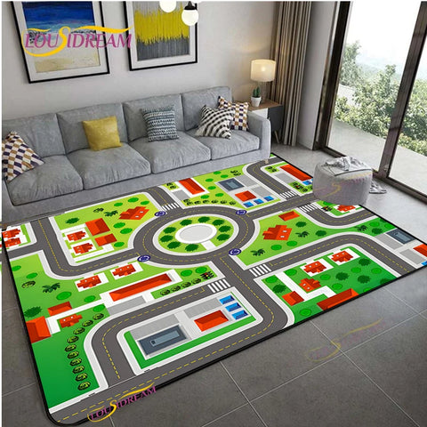 Navak Teppich Alfombra Straßenverkehrsroutenkarte Teppich Wohnzimmer Sofa Couchtisch Schlafzimmer Teppiche Küche Kinderspiel Anti-Rutsch-Bodenmatte Wohnkultur