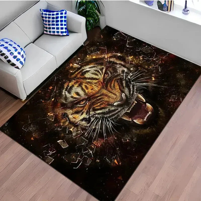 Navak Carpet Exclusive Picks Kristallflor-Teppich mit Zoo-Löwe, für Wohnzimmer, Schlafzimmer, Badezimmer, Eingangsbereich, waschbar, schmutzabweisend, rechteckige Teppiche